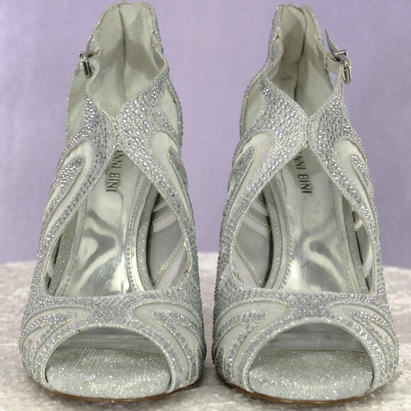 Gianni Bini Sharissah Silver Rhinestone High Heel Sandals Women’s 8.5M – NWB - Picture 3 of 11